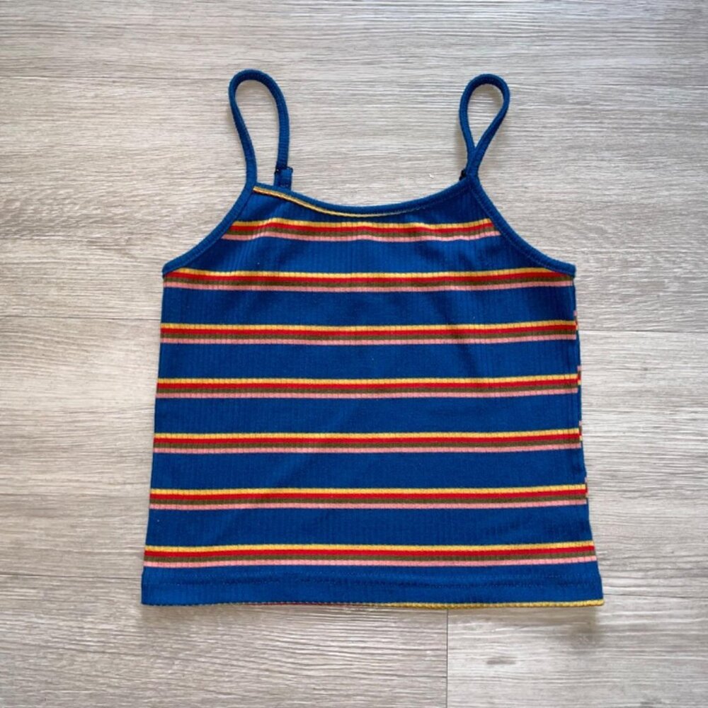 BLUE STRIPED CROP TANK TOP (multi colored)